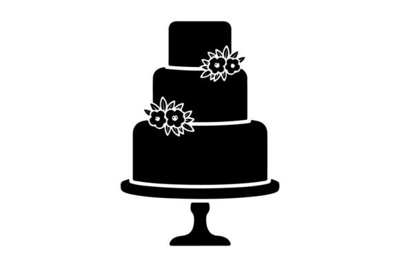 Black Wedding Cake with Flowers Vector I: Bold Silhouettes for Modern Design