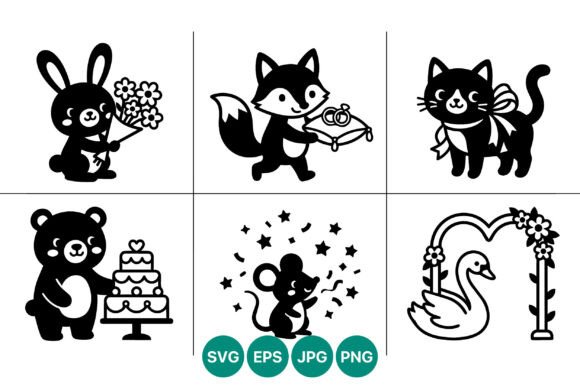 Charming Animal Wedding Graphics for Creative Projects