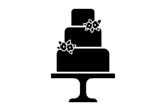 Elegant Black Wedding Cake with Floral V: A Designer's Essential Clip Art