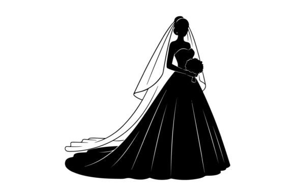 Elegant Bride in Wedding Gown Holding Bo: A Designer's Delight