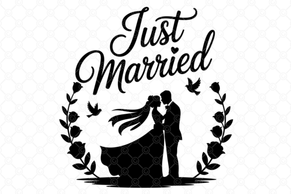 Just Married SVG: Wedding Couple SVG 06 for Crafting