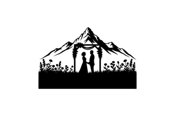 Mountain Arch Wedding Clip Art: Modern & Minimalist Designs
