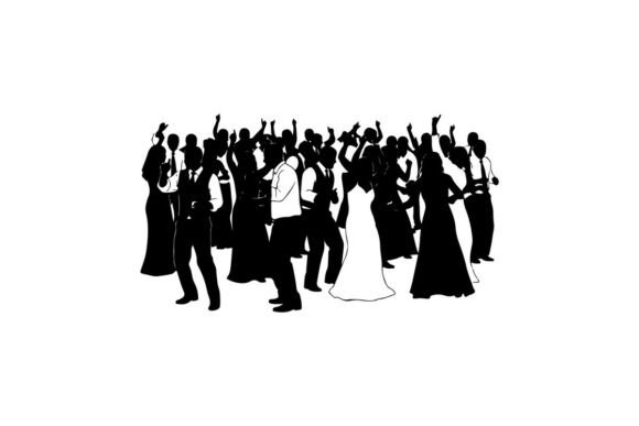 Wedding Celebration Crowd Cheering Flat: A Versatile Silhouette