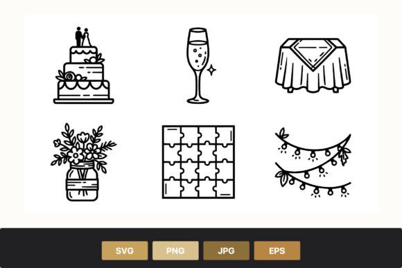 Wedding Celebration Line Art: Elegant Vectors for Your Projects
