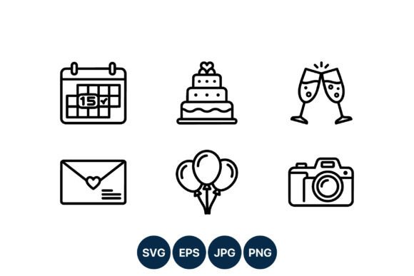 Wedding Celebration Line Art Icons: A Designer's Essential Toolkit