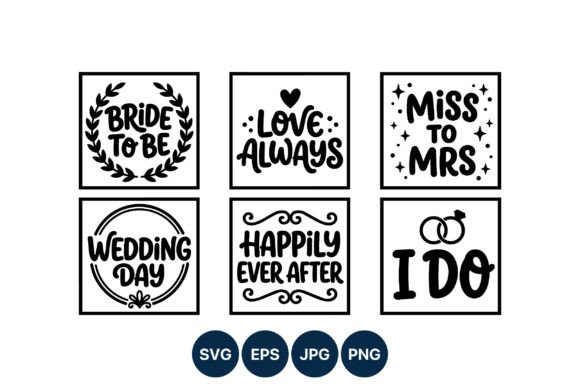 Wedding Day Phrase Set: Black and White Graphic Collection